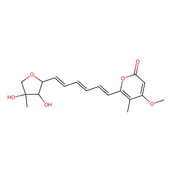 2D Structure of 6-[6-(3,4-Dihydroxy-4-methyloxolan-2-yl)hexa-1,3,5-trienyl]-4-methoxy-5-methylpyran-2-one