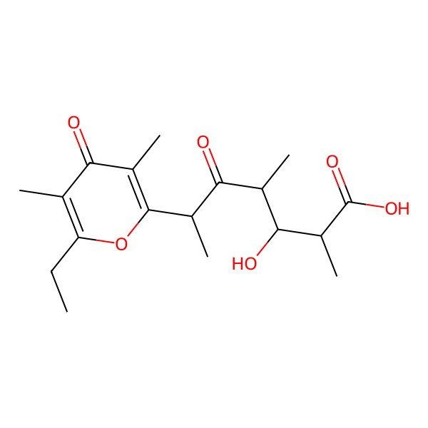 2D Structure of 6-(6-Ethyl-3,5-dimethyl-4-oxopyran-2-yl)-3-hydroxy-2,4-dimethyl-5-oxoheptanoic acid