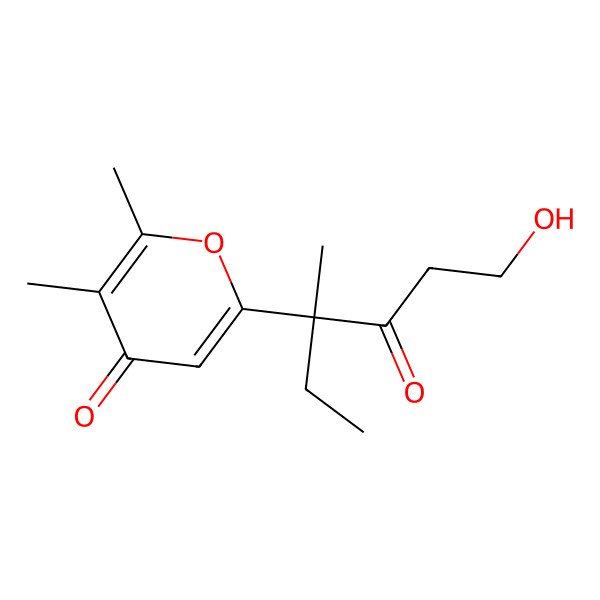 2D Structure of 6-(6-Hydroxy-3-methyl-4-oxohexan-3-yl)-2,3-dimethylpyran-4-one