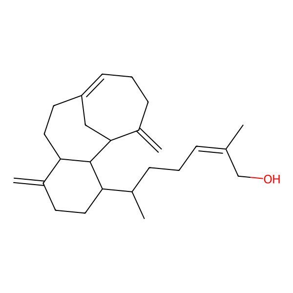 2D Structure of 6-(6,14-Dimethylidene-3-tricyclo[8.4.1.02,7]pentadec-10-enyl)-2-methylhept-2-en-1-ol