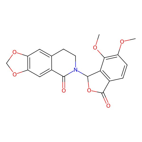 2D Structure of 6-(6,7-dimethoxy-3-oxo-1H-2-benzofuran-1-yl)-7,8-dihydro-[1,3]dioxolo[4,5-g]isoquinolin-5-one