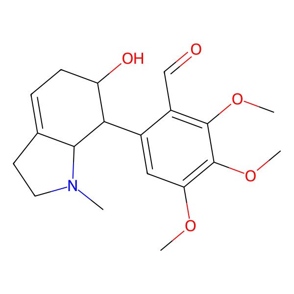 2D Structure of 6-[(6R,7S,7aS)-6-hydroxy-1-methyl-2,3,5,6,7,7a-hexahydroindol-7-yl]-2,3,4-trimethoxybenzaldehyde