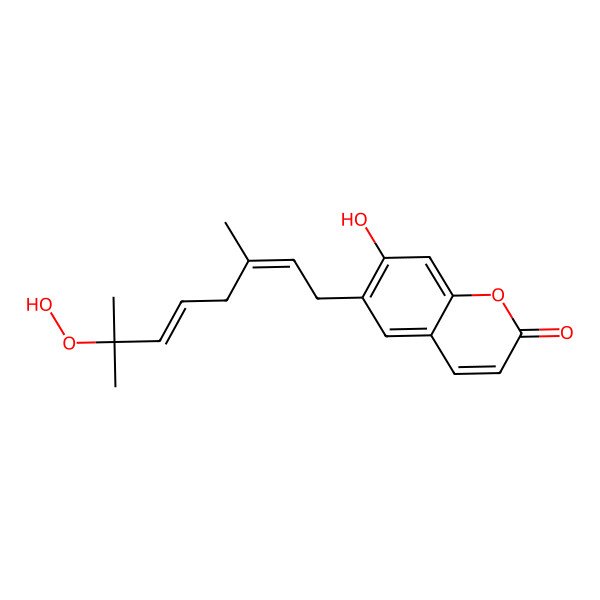2D Structure of 6-(7-Hydroperoxy-3,7-dimethylocta-2,5-dienyl)-7-hydroxychromen-2-one