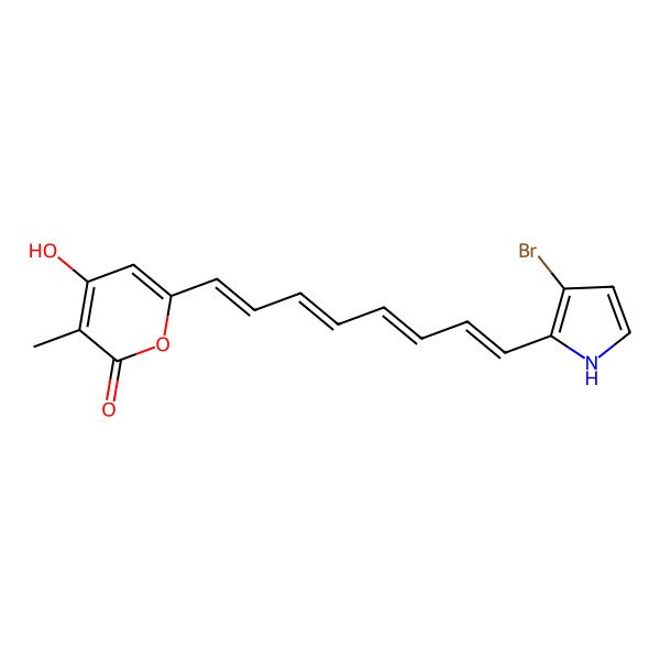 2D Structure of 6-[8-(3-bromo-1H-pyrrol-2-yl)octa-1,3,5,7-tetraenyl]-4-hydroxy-3-methylpyran-2-one