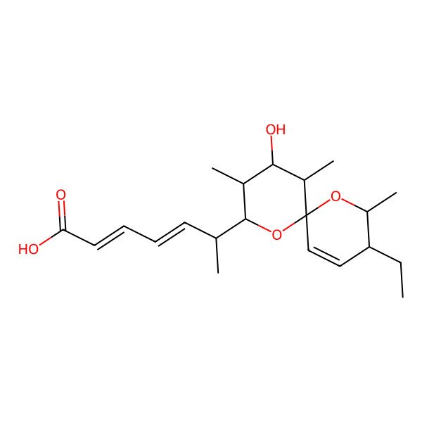 2D Structure of 6-(9-Ethyl-4-hydroxy-3,5,8-trimethyl-1,7-dioxaspiro[5.5]undec-10-en-2-yl)hepta-2,4-dienoic acid