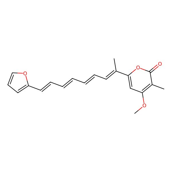 2D Structure of 6-[9-(Furan-2-yl)nona-2,4,6,8-tetraen-2-yl]-4-methoxy-3-methylpyran-2-one