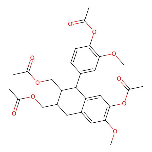 2D Structure of [6-Acetoxy-4-(4-acetoxy-3-methoxy-phenyl)-3-(acetoxymethyl)-7-methoxy-tetralin-2-yl]methyl acetate