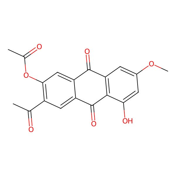 2D Structure of 6-Acetoxy-7-acetyl-1-hydroxy-3-methoxyanthraquinone