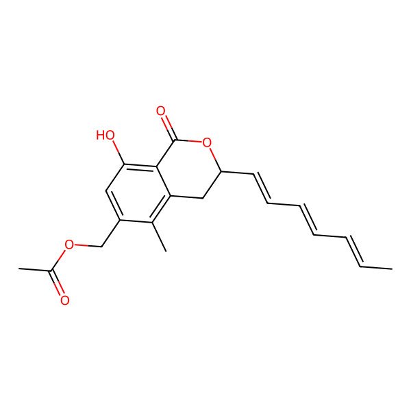 2D Structure of 6-Acetoxymethylene-3,4-dihydro-3-heptantrienyl-8-hydroxyl-5-methylisocoumarin