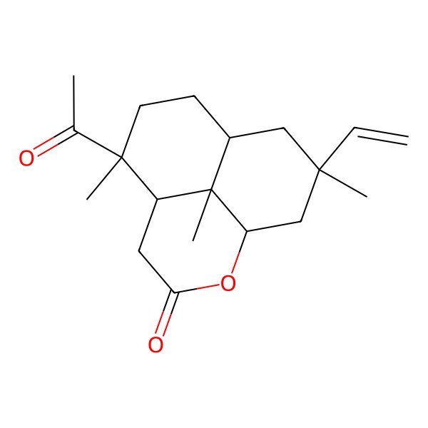 2D Structure of 6-Acetyl-11-ethenyl-6,11,13-trimethyl-2-oxatricyclo[7.3.1.05,13]tridecan-3-one