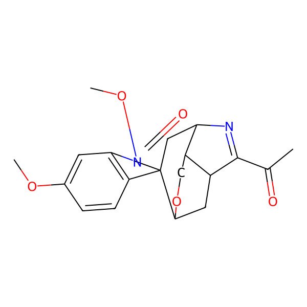 2D Structure of 6-Acetyl-1',6'-dimethoxyspiro[10-oxa-5-azatricyclo[5.3.1.04,8]undec-5-ene-2,3'-indole]-2'-one