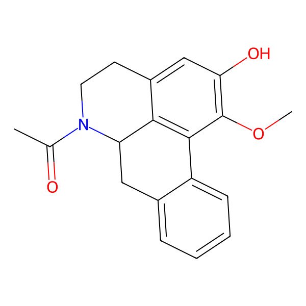 2D Structure of 6-Acetyl-2-hydroxy-1-methoxynoraporphine