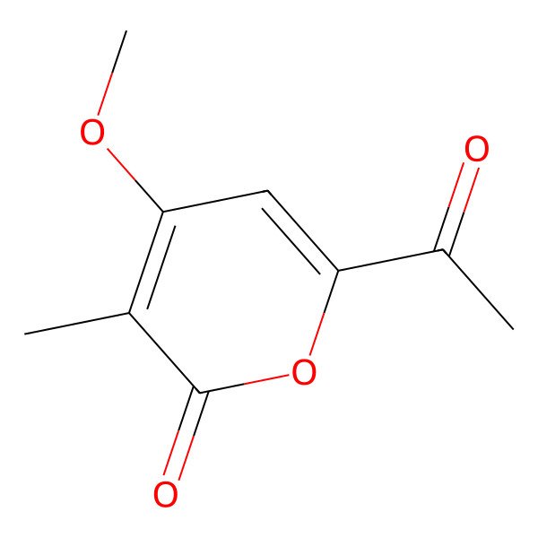 2D Structure of 6-Acetyl-4-methoxy-3-methylpyran-2-one