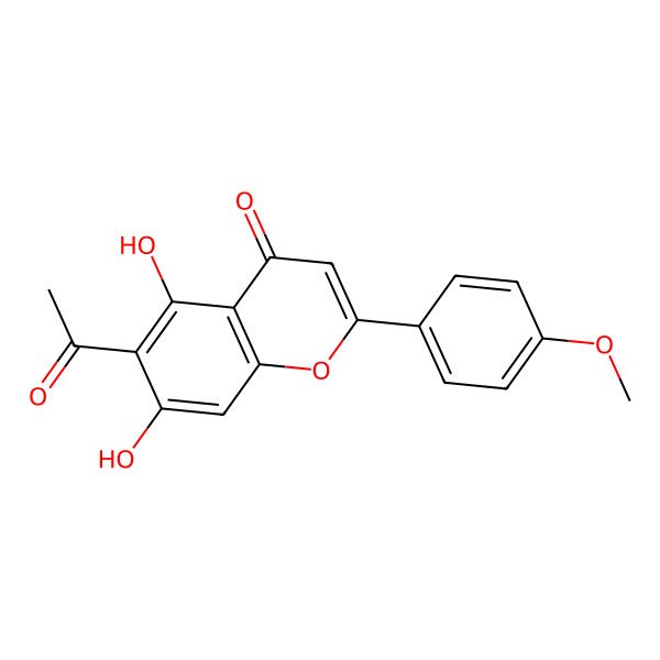2D Structure of 6-Acetyl-5,7-dihydroxy-2-(4-methoxyphenyl)chromen-4-one