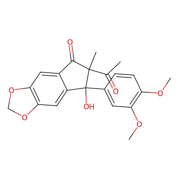 2D Structure of 6-Acetyl-7-(3,4-dimethoxyphenyl)-7-hydroxy-6-methylcyclopenta[f][1,3]benzodioxol-5-one