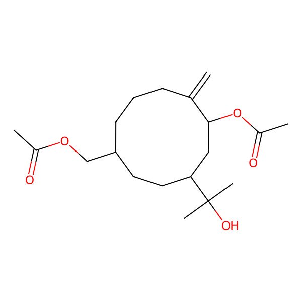 2D Structure of [6-Acetyloxy-4-(2-hydroxypropan-2-yl)-7-methylidenecyclodecyl]methyl acetate