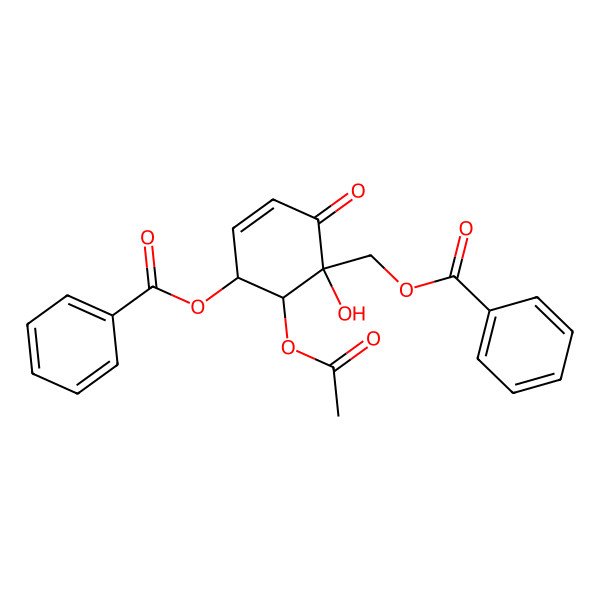 2D Structure of (6-Acetyloxy-5-benzoyloxy-1-hydroxy-2-oxocyclohex-3-en-1-yl)methyl benzoate