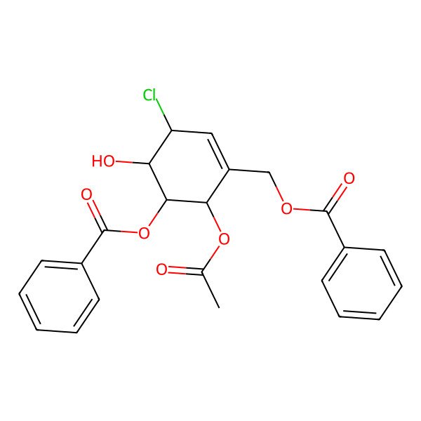 2D Structure of (6-Acetyloxy-5-benzoyloxy-3-chloro-4-hydroxycyclohexen-1-yl)methyl benzoate