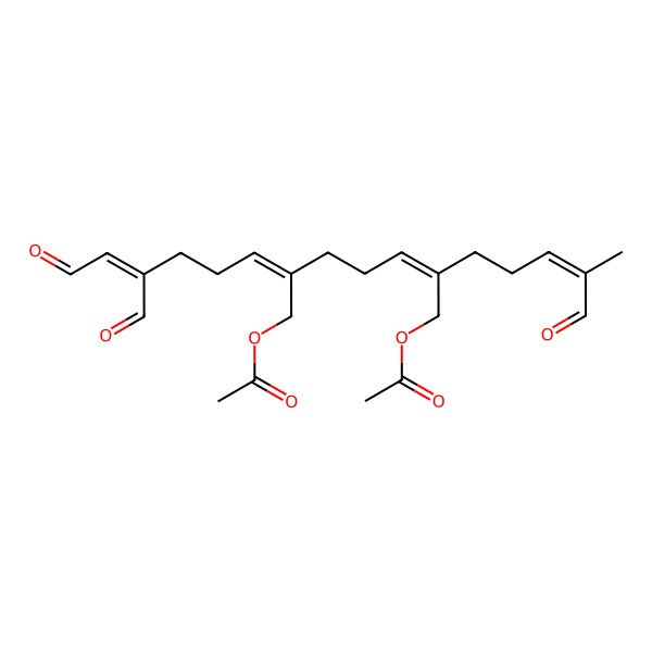 2D Structure of [6-(Acetyloxymethyl)-10-formyl-2-(4-methyl-5-oxopent-3-enyl)-12-oxododeca-2,6,10-trienyl] acetate