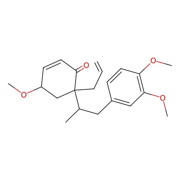 2D Structure of 6-Allyl-6-[2-(3,4-dimethoxyphenyl)-1-methylethyl]-4-methoxycyclohex-2-en-1-one