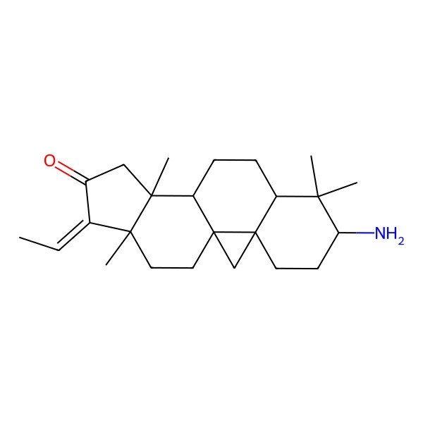 2D Structure of 6-Amino-15-ethylidene-7,7,12,16-tetramethylpentacyclo[9.7.0.01,3.03,8.012,16]octadecan-14-one