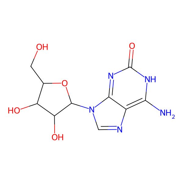 2D Structure of 6-amino-9-[(3S,4R,5S)-3,4-dihydroxy-5-(hydroxymethyl)oxolan-2-yl]-1H-purin-2-one