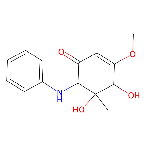 2D Structure of 6-Anilino-4,5-dihydroxy-3-methoxy-5-methylcyclohex-2-en-1-one