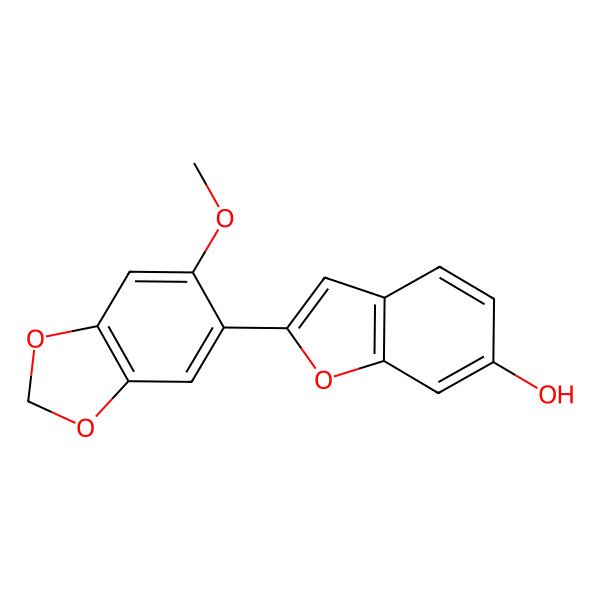 2D Structure of 6-Benzofuranol, 2-(6-methoxy-1,3-benzodioxol-5-yl)-