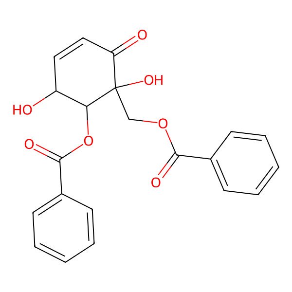 2D Structure of (6-Benzoyloxy-1,5-dihydroxy-2-oxocyclohex-3-en-1-yl)methyl benzoate