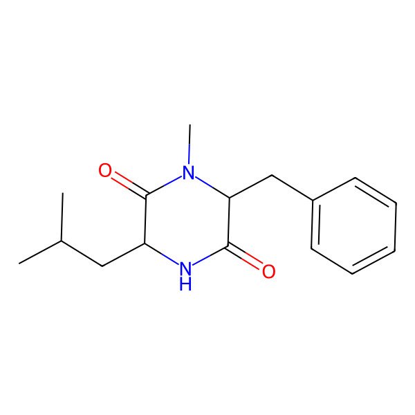 2D Structure of 6-Benzyl-1-methyl-3-(2-methylpropyl)piperazine-2,5-dione