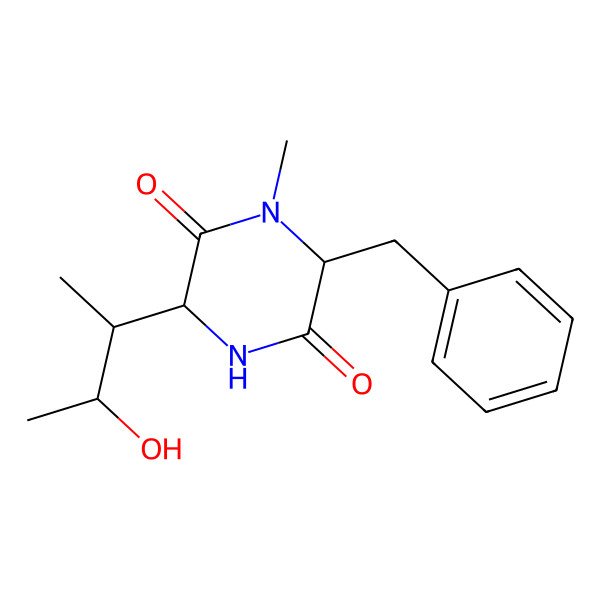 2D Structure of 6-Benzyl-3-(3-hydroxybutan-2-yl)-1-methylpiperazine-2,5-dione