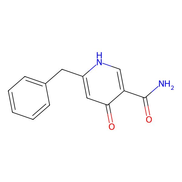 2D Structure of 1,4-Dihydro-4-oxo-6-(phenylmethyl)-3-pyridinecarboxamide