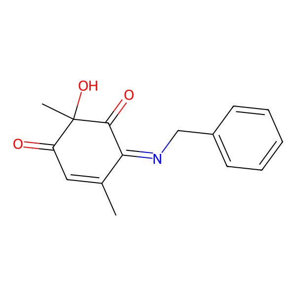 2D Structure of 6-Benzylimino-2-hydroxy-2,5-dimethylcyclohex-4-ene-1,3-dione