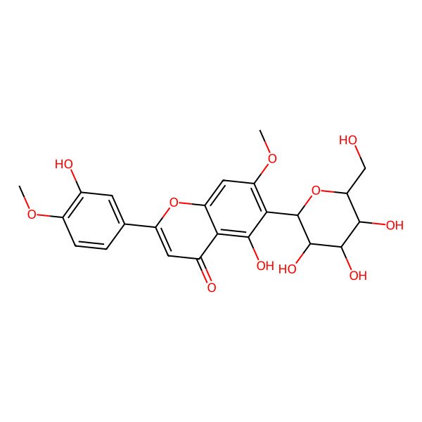2D Structure of 6-beta-D-Glucopyranosyl-5-hydroxy-2-(3-hydroxy-4-methoxyphenyl)-7-methoxy-4H-1-benzopyran-4-one