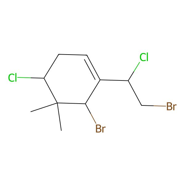 2D Structure of 6-Bromo-1-(2-bromo-1-chloroethyl)-4-chloro-5,5-dimethylcyclohexene
