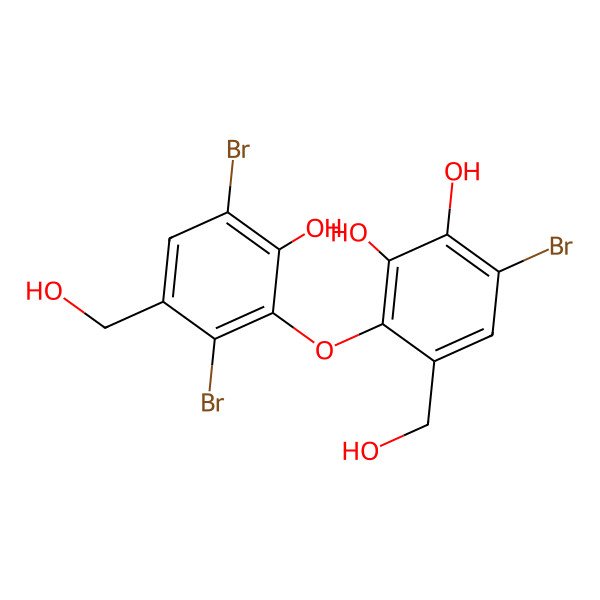 2D Structure of 6-Bromo-3-(2,5-dibromo-6-hydroxy-3-(hydroxymethyl)phenoxy)-4-(hydroxymethyl)benzene-1,2-diol