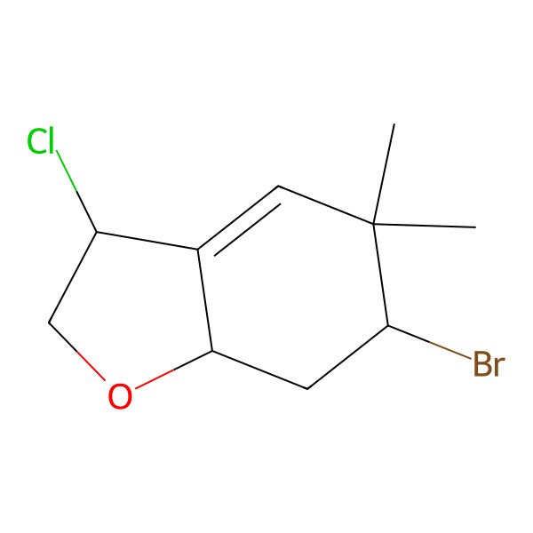 2D Structure of 6-bromo-3-chloro-5,5-dimethyl-3,6,7,7a-tetrahydro-2H-1-benzofuran