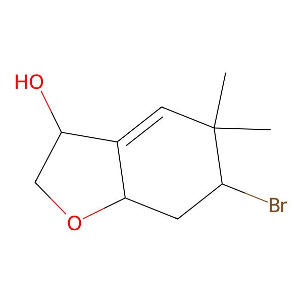 2D Structure of 6-bromo-5,5-dimethyl-3,6,7,7a-tetrahydro-2H-1-benzofuran-3-ol
