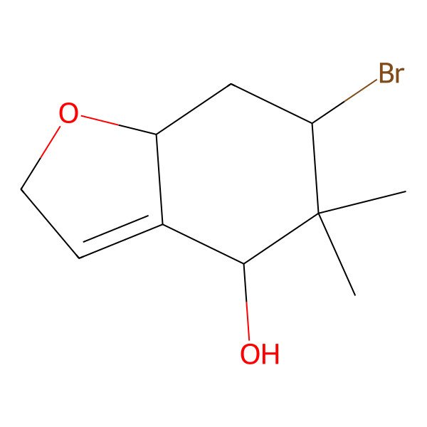 2D Structure of 6-bromo-5,5-dimethyl-4,6,7,7a-tetrahydro-2H-1-benzofuran-4-ol