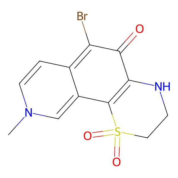 2D Structure of 6-bromo-9-methyl-1,1-dioxo-3,4-dihydro-2H-pyrido[4,3-h][1,4]benzothiazin-5-one