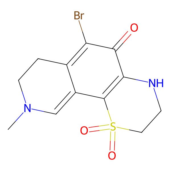 2D Structure of 6-bromo-9-methyl-1,1-dioxo-3,4,7,8-tetrahydro-2H-pyrido[4,3-h][1,4]benzothiazin-5-one