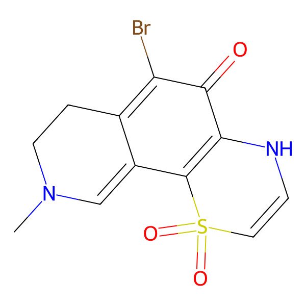 2D Structure of 6-bromo-9-methyl-1,1-dioxo-7,8-dihydro-4H-pyrido[4,3-h][1,4]benzothiazin-5-one