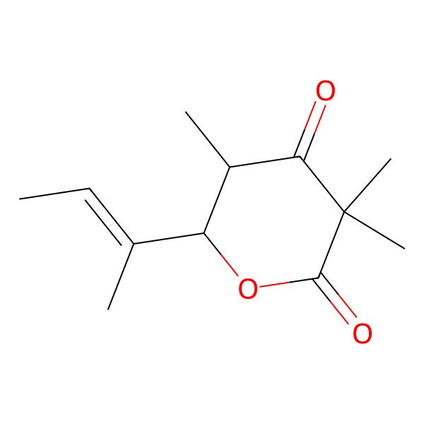 2D Structure of 6-But-2-en-2-yl-3,3,5-trimethyloxane-2,4-dione