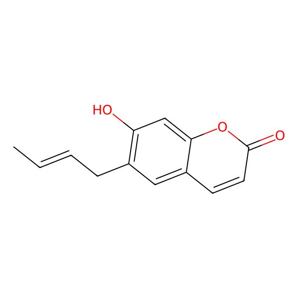 2D Structure of 6-But-2-enyl-7-hydroxychromen-2-one