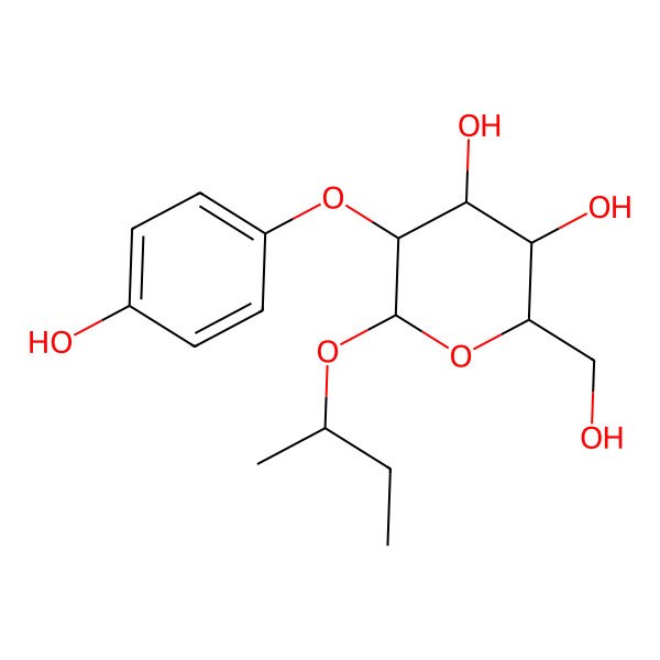 2D Structure of 6-Butan-2-yloxy-2-(hydroxymethyl)-5-(4-hydroxyphenoxy)oxane-3,4-diol