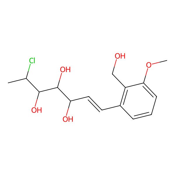 2D Structure of 6-Chloro-1-[2-(hydroxymethyl)-3-methoxyphenyl]hept-1-ene-3,4,5-triol