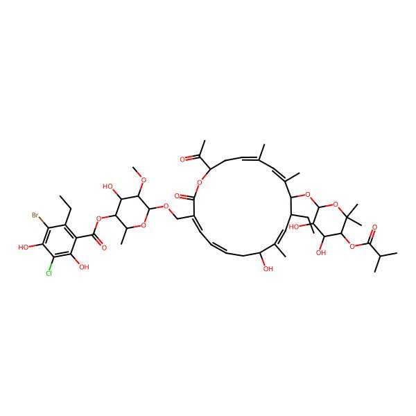 2D Structure of 6'''-dechloro-6'''-bromoclostomicin D