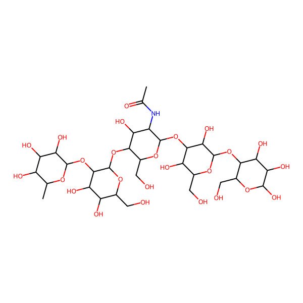 2D Structure of N-[2-[3,5-dihydroxy-2-(hydroxymethyl)-6-[4,5,6-trihydroxy-2-(hydroxymethyl)oxan-3-yl]oxyoxan-4-yl]oxy-5-[4,5-dihydroxy-6-(hydroxymethyl)-3-(3,4,5-trihydroxy-6-methyloxan-2-yl)oxyoxan-2-yl]oxy-4-hydroxy-6-(hydroxymethyl)oxan-3-yl]acetamide