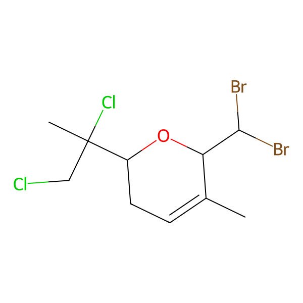 2D Structure of 6-(dibromomethyl)-2-(1,2-dichloropropan-2-yl)-5-methyl-3,6-dihydro-2H-pyran