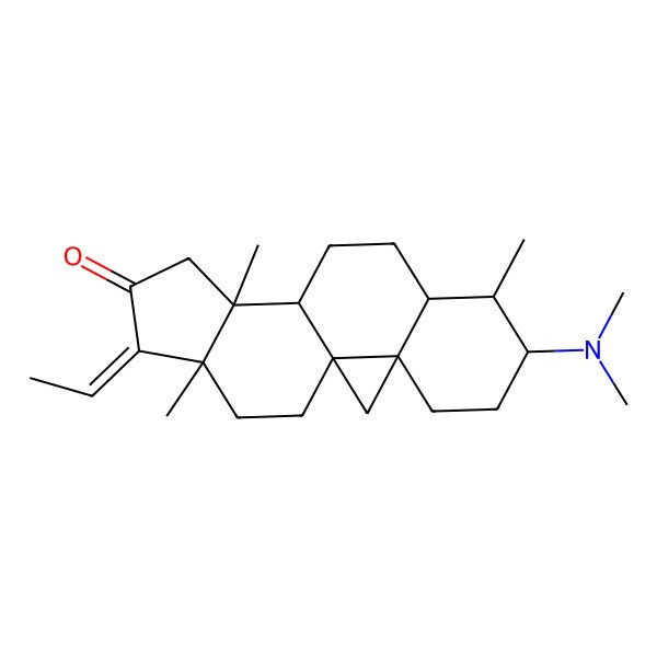 2D Structure of 6-(Dimethylamino)-15-ethylidene-7,12,16-trimethylpentacyclo[9.7.0.01,3.03,8.012,16]octadecan-14-one